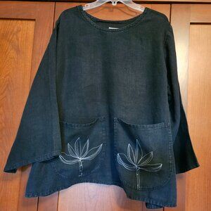 Black Linen Tunic L - XL
